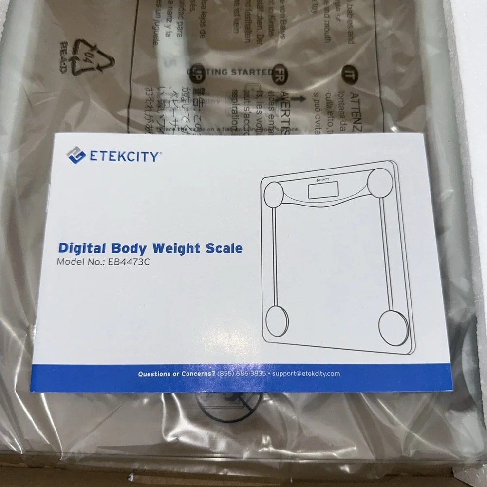 Etekcity Digital Body Weight Scale EB4473C Glass 400lb LCD Open Box Step On Tech
